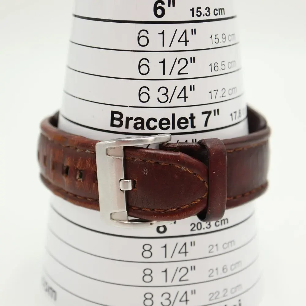 Fossil Coachman Mens Brown 45mm Watch Date Wood Grain Leather Cuff w New Battery